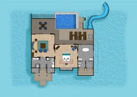 Water Pavilion with Pool and Slide