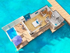 Water Villa with Pool (60 m2 interiér + 45 m2 terasa)