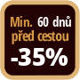 Při objednání minimálně 60 dnů před zahájením pobytu získáte slevu 35% z celé ceny ubytování.