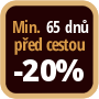 Při objednání minimálně 65 dnů před zahájením pobytu získáte slevu 20% z celé ceny ubytování.