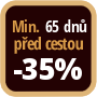 Při objednání minimálně 65 dnů před zahájením pobytu získáte slevu 35% z celé ceny ubytování.